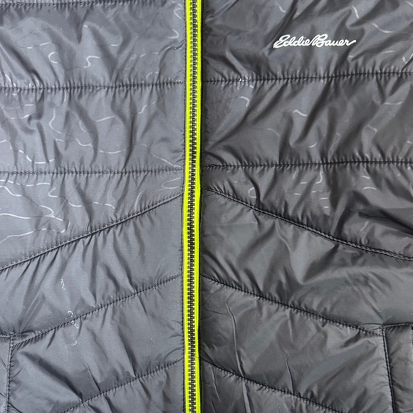 Eddie Bauer Zip Up Hoodie Fleece-Lined Black Jacket with Neon Trim Size S - Picture 5 of 6